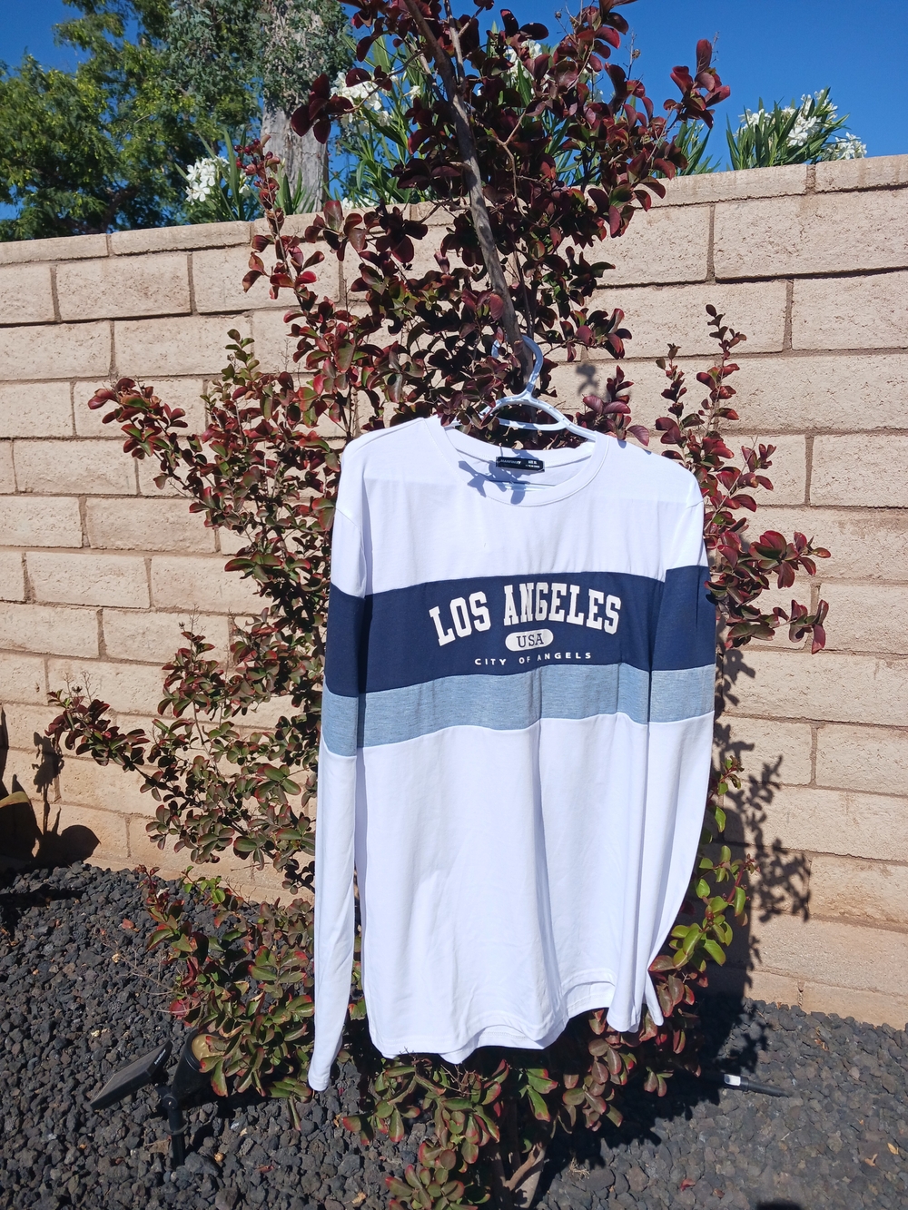 Los Angeles Long Sleeve Graphic Tee - White & Navy